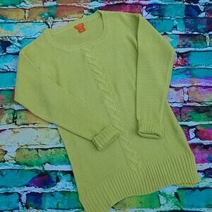 Joe Fresh Women's Sweater Lime Yellow Green Single Cable Tunic size Medium